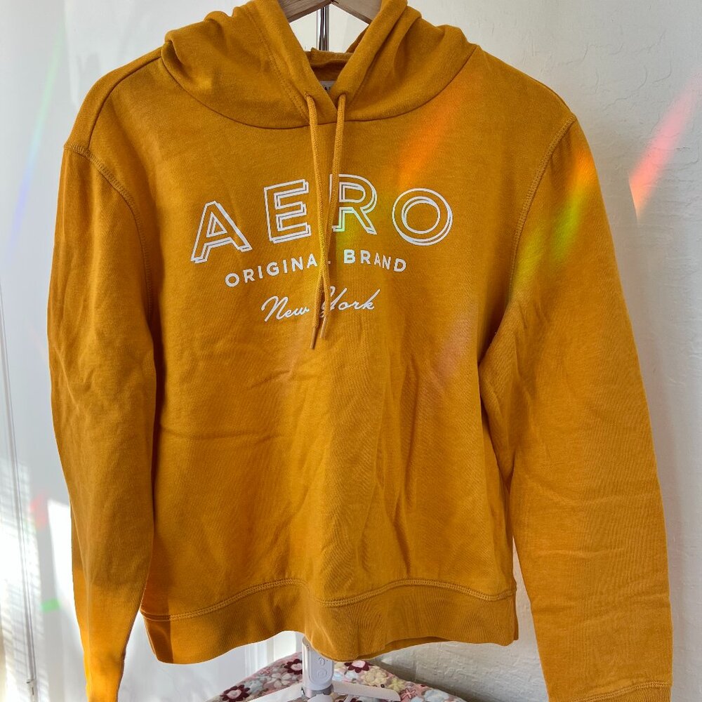 Aeropostale Mustard Yellow Graphic Hoodie (L)